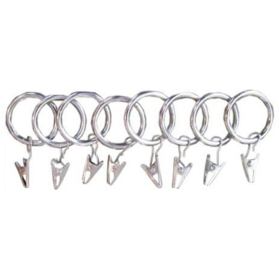 Urbanest 1 3/8" Metal Curtain Rod Rings with Clips, Fits up to 1″ Rod – Durable Drapery Rings for Smooth Gliding & Secure Grip, 8 Pieces, Nickel