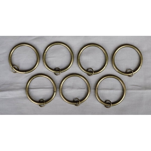 Urbanest 2" Metal Curtain Rod Rings with Eyelets, Fits up to 1.5″ Rod – Durable Drapery Rings for Smooth Gliding & Secure Grip, 7 Pieces, Antique Brass