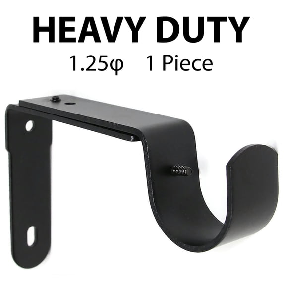 Urbanest Curtain Rod Bracket, Adjustable, Fits 1 1/4" Rod, Black