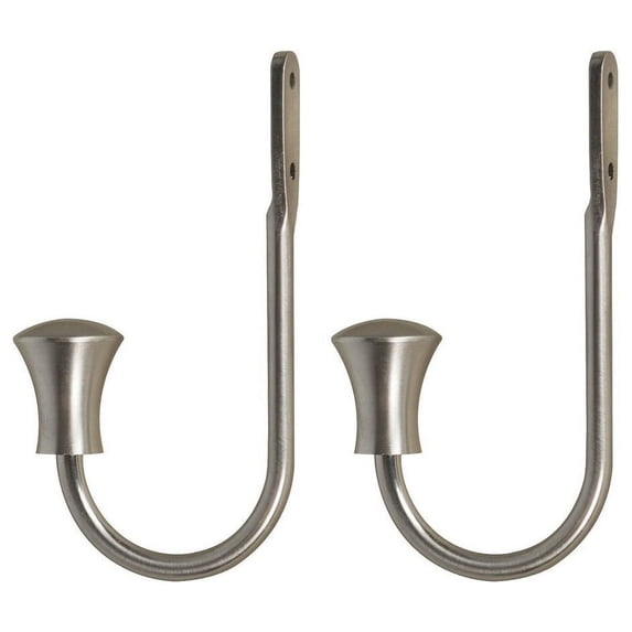 Urbanest Decorative Curtain Holdbacks for Drapes and Curtains, Classic Metal Drapery Tiebacks, Window Curtain Holdback Hooks, 2 Piece, Nickel