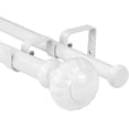 thumbnail image 1 of Urbanest Adjustable Double Curtain Rod Set Door Knob Flat Button Finials – 1″ Front & 3/4 Back Rod With Glossy White Rod, 84–120 Inches, 1 of 6
