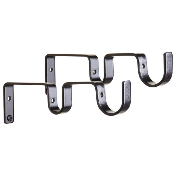 Urbanest Double Curtain Rod Bracket – Non-Adjustable Wall Mount Drapery Hardware for 1" and 5/8" Curtain Rods, Heavy-Duty Metal, Glossy White