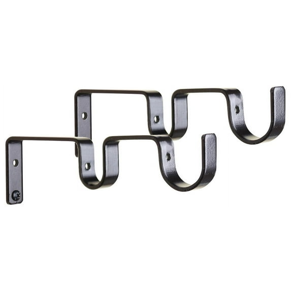 Urbanest Double Curtain Rod Bracket – Non-Adjustable Wall Mount Drapery Hardware for 1" and 5/8" Curtain Rods, Heavy-Duty Metal, Glossy White