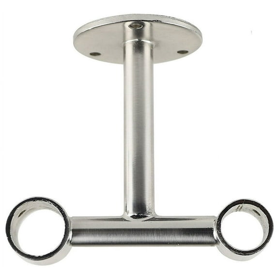 Urbanest Double Curtain Rod Bracket – Non-Adjustable Ceiling Mount Drapery Hardware for 1" and 3/4" Curtain Rods, Heavy-Duty Metal, Nickel