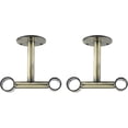 thumbnail image 1 of Urbanest Double Ceiling-Wall Curtain Rod Bracket – Fits 1-Inch Front Rod & 3/4-Inch Back Rod – Antique Brass - 2 Pieces, 1 of 1