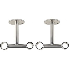 Urbanest Double Ceiling-Wall Curtain Rod Bracket – Fits 1-Inch Front Rod & 3/4-Inch Back Rod – Brushed Steel - 2 Pieces