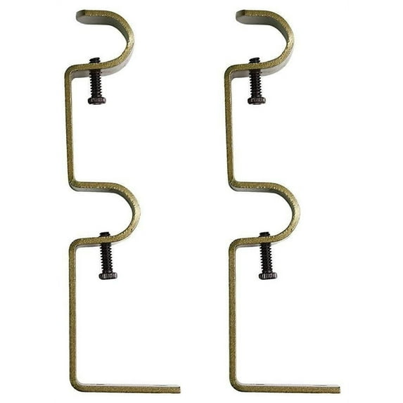 Urbanest Double Curtain Rod Bracket – Non-Adjustable Wall Mount Drapery Hardware for 1/2" and 5/8" Curtain Rods, Heavy-Duty Metal, Antique Gold