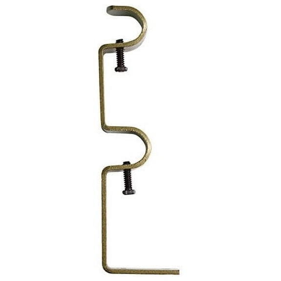 Urbanest Double Curtain Rod Bracket – Non-Adjustable Wall Mount Drapery Hardware for 1/2" and 5/8" Curtain Rods, Heavy-Duty Metal, Antique Gold