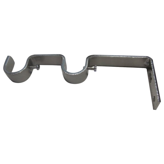 Urbanest Double Curtain Rod Bracket 3/4"-5/8", Brushed Steel, Set of 2