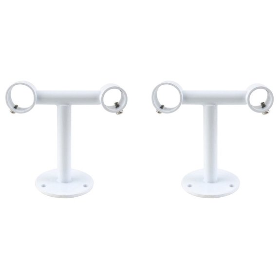 Urbanest Double Curtain Rod Bracket – Non-Adjustable Ceiling Mount Drapery Hardware for 1" and 3/4" Curtain Rods, Heavy-Duty Metal, Glossy White