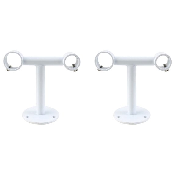 Urbanest Double Curtain Rod Bracket – Non-Adjustable Ceiling Mount Drapery Hardware for 3/4" and 5/8" Curtain Rods, Heavy-Duty Metal, Glossy White
