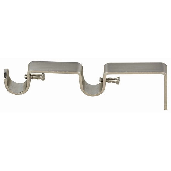 Urbanest Double Curtain Rod Bracket – Non-Adjustable Wall Mount Drapery Hardware for 1/2" and 5/8" Curtain Rods, Heavy-Duty Metal, Brushed Steel