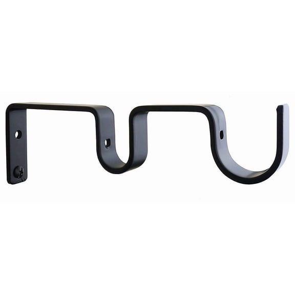 Urbanest Double Curtain Rod Bracket – Non-Adjustable Wall Mount Drapery Hardware for 1" and 5/8" Curtain Rods, Heavy-Duty Metal, Black