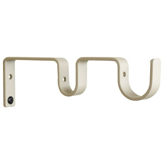 Urbanest Double Curtain Rod Bracket – Non-Adjustable Wall Mount Drapery Hardware for 1" and 5/8" Curtain Rods, Heavy-Duty Metal, French White