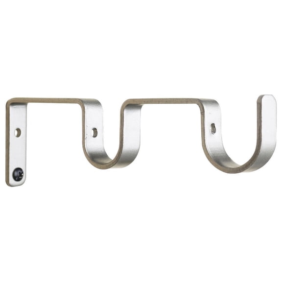 Urbanest Double Curtain Rod Bracket – Non-Adjustable Wall Mount Drapery Hardware for 3/4" and 1" Curtain Rods, Heavy-Duty Metal, Pewter