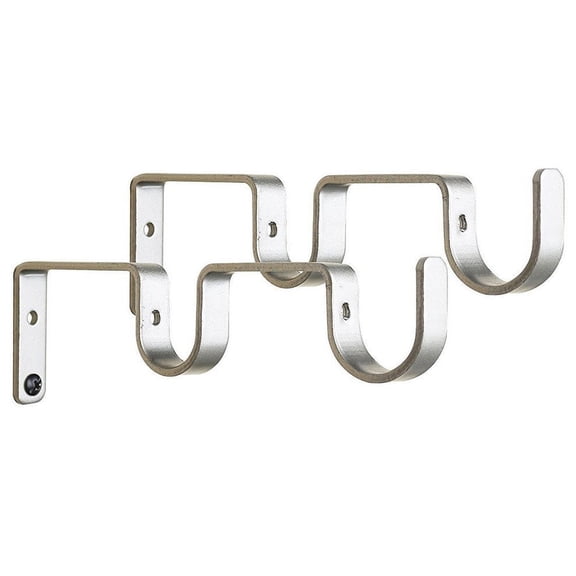 Urbanest Double Curtain Rod Bracket – Non-Adjustable Wall Mount Drapery Hardware for 3/4" and 1" Curtain Rods, Heavy-Duty Metal, Pewter