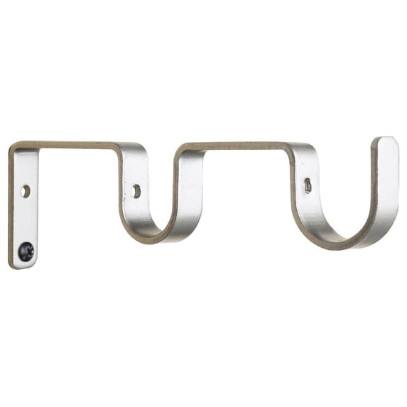 Urbanest Double Curtain Rod Bracket – Non-Adjustable Wall Mount Drapery Hardware for 3/4" and 1" Curtain Rods, Heavy-Duty Metal, Pewter