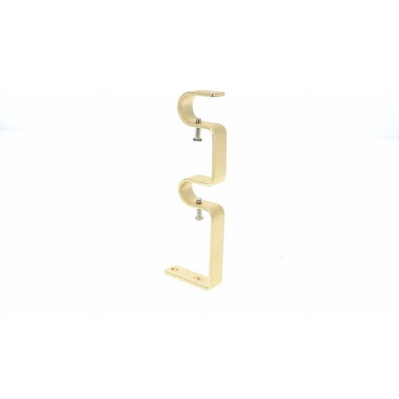 Urbanest Double Curtain Rod Bracket – Non-Adjustable Wall Mount Drapery Hardware for 3/4" and 5/8" Curtain Rods, Heavy-Duty Metal, Polished Brass