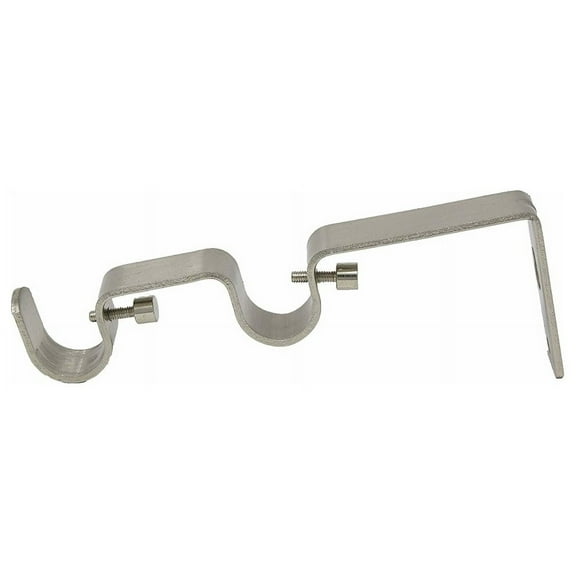 Urbanest Double Curtain Rod Bracket – Non-Adjustable Wall Mount Drapery Hardware for 3/4" and 5/8" Curtain Rods, Heavy-Duty Metal, Brushed Steel