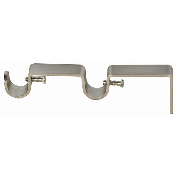 Urbanest Double Curtain Rod Bracket – Non-Adjustable Wall Mount Drapery Hardware for 1/2" and 5/8" Curtain Rods, Heavy-Duty Metal, Brushed Steel