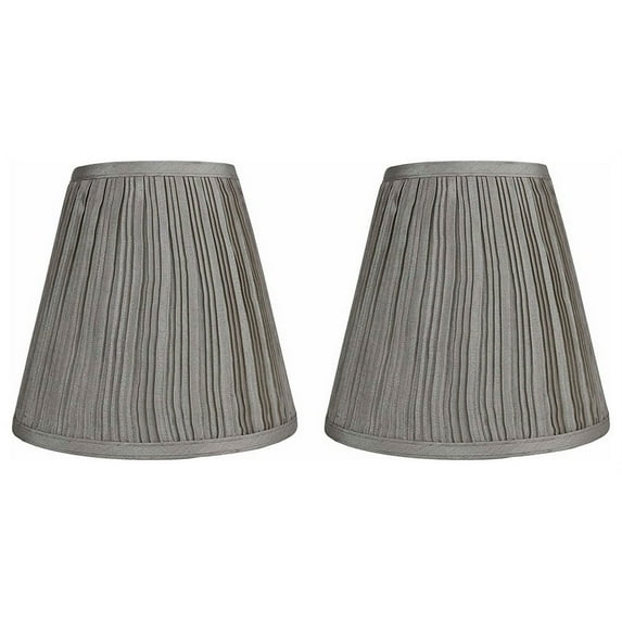 Urbanest Empire Lamp Shade 5x9x8.5", Champagne Pleated Faux Silk, Set of 2