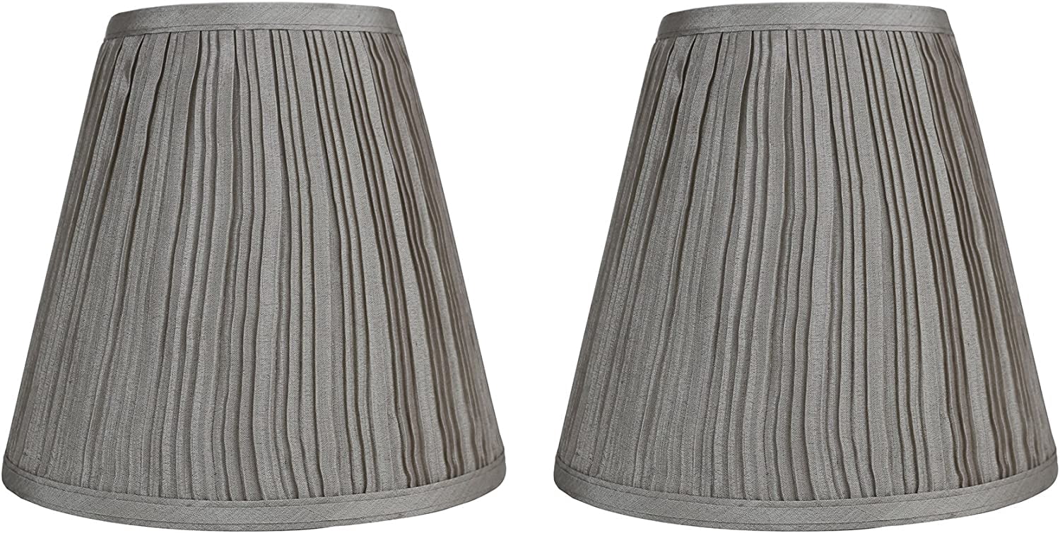 Urbanest Hardback Faux Silk Mushroon Pleated Lamp Shade – 5" Top x 9" Bottom x 8.5" Slant Height – Champagne Lamp Shade - 2 Pieces