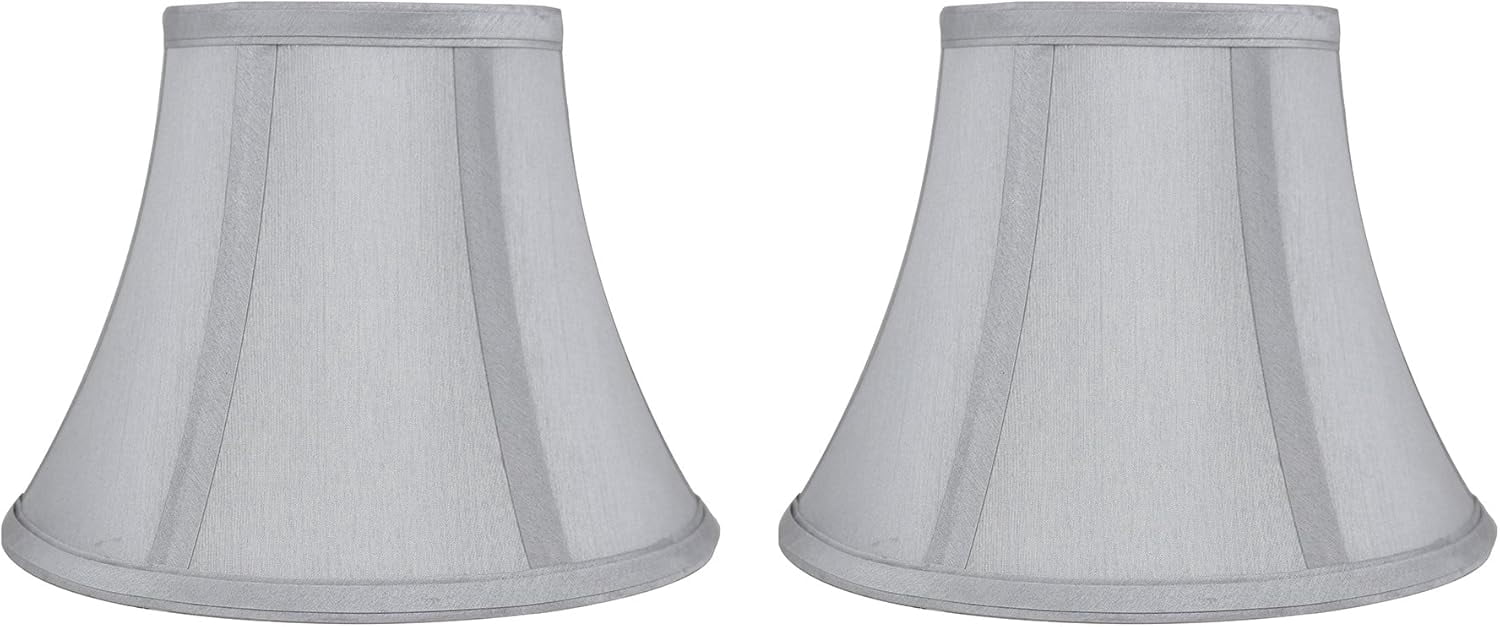 Urbanest Softback Faux Silk Bell Lamp Shade – 5" Top x 9" Bottom x 7" Slant Height – Silver Lamp Shade – Classic Softback Lampshade for Table Lamp, Wall Lamp & Accent Lighting - 1 Piece