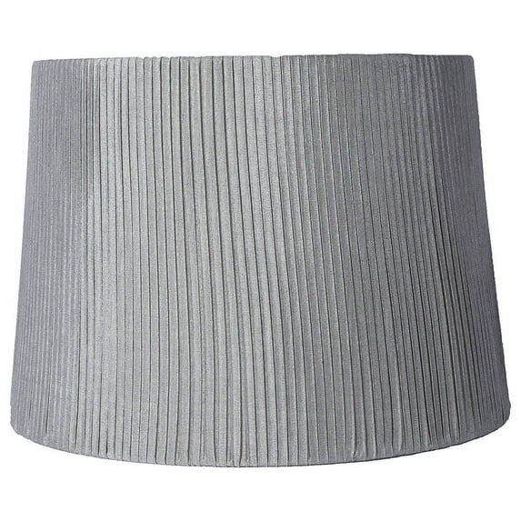 Urbanest Faux Silk Box Pleated Drum Lamp Shade, 10x12x8.5", Silver