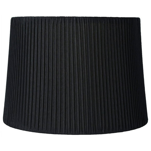 Urbanest Faux Silk Box Pleated Drum Lamp Shade, 12x14x10", Black