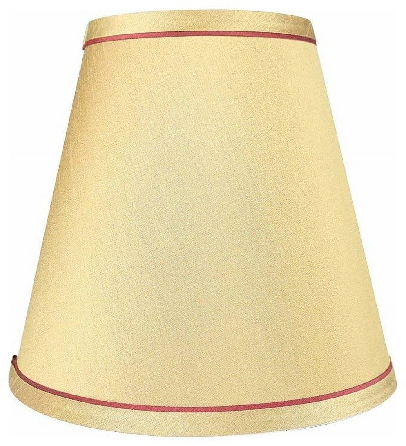 Gold Faux Silk Empire Lamp Shade with Burgundy Trim