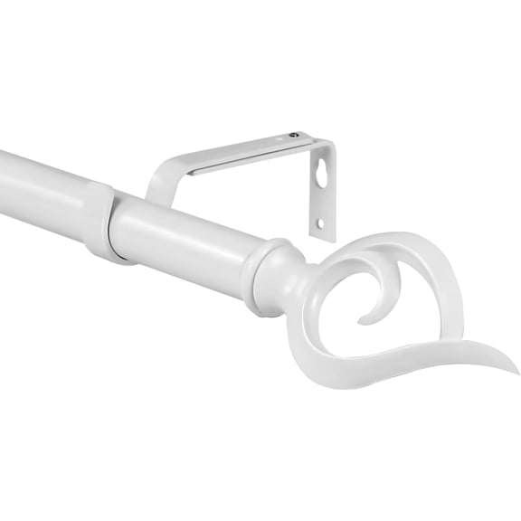 Urbanest Adjustable Single Curtain Rod Set Flame Finials – 1-Inch Diameter, With Glossy White Rod, 28–48 Inches