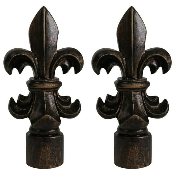 Urbanest Fleur de Lis Lamp Finial, 3" Tall, Antique Bronze, Set of 2