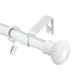thumbnail image 1 of Urbanest Single Curtain Rod with 8 Clip Rings & Decorative Fluted Ball Finials – Classic Metal Window Drapery Rod Set, Heavy-Duty & Adjustable, 5/8" Diameter, 28" to 48", Glossy White, 1 of 7