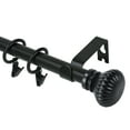 thumbnail interactive-video image 1 of Urbanest Single Curtain Rod with 8 Clip Rings & Decorative Fluted Ball Finials – Classic Metal Window Drapery Rod Set, Heavy-Duty & Adjustable, 5/8" Diameter, 28" to 48", Matte Black, 1 of 7