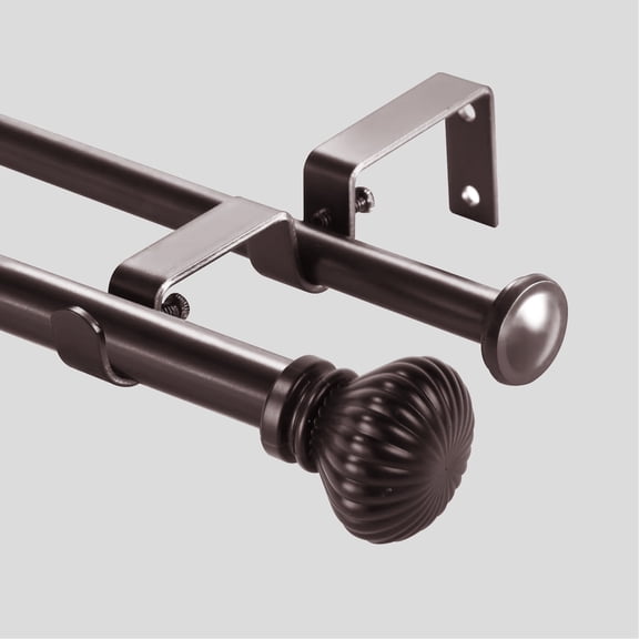 Urbanest Fluted Ball Adjustable Double Curtain Rod Set