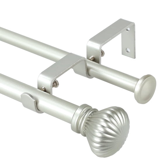 Urbanest Fluted Ball Adjustable Double Curtain Rod Set