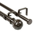 thumbnail image 1 of Urbanest Fluted Ball Flat Button 1" 3/4" Double Drapery Curtain Window Rod Set - 28" to 48", Bronze, 1 of 6