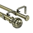 thumbnail image 1 of Urbanest Fluted Ball Flat Button 1" 3/4" Double Drapery Curtain Window Rod Set - 48" to 84", Antique Brass, 1 of 6