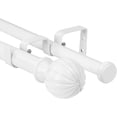 thumbnail image 1 of Urbanest Adjustable Double Curtain Rod Set Fluted Ball Flat Button Finials – 1″ Front & 3/4″ Back Rod With Glossy White Rod, 84–120 Inches, 1 of 6