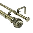 thumbnail image 1 of Urbanest Fluted Ball Flat Button 1" 5/8" Double Drapery Curtain Window Rod Set - 28" to 48", Antique Brass, 1 of 6