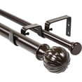 thumbnail image 1 of Urbanest Adjustable Double Curtain Rod Set Fluted Ball Flat Button Finials – 1″ Front & 5/8″ Back Rod With Bronze Rod, 48–84 Inches, 1 of 6