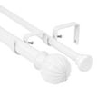 thumbnail image 1 of Urbanest Fluted Ball Flat Button 1" 5/8" Double Drapery Curtain Window Rod Set - 48" to 84", White, 1 of 6