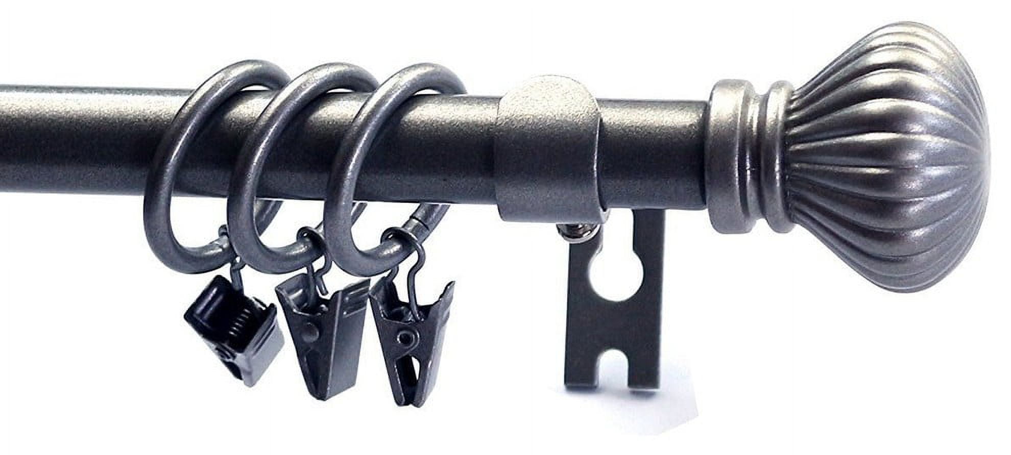 Urbanest Fluted Ball Single Curtain Rod Set, 5/8", 84"120", Pewter