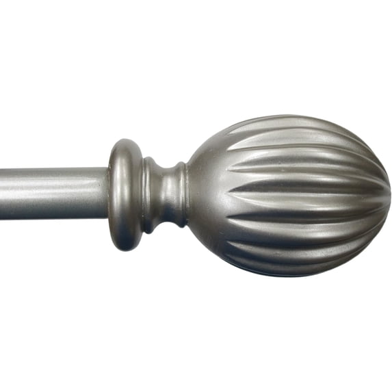 Urbanest Adjustable Single Curtain Rod Set with Fluted Egg Finials – 3/4-Inch Diameter, With Pewter Rod, 28–48 Inches