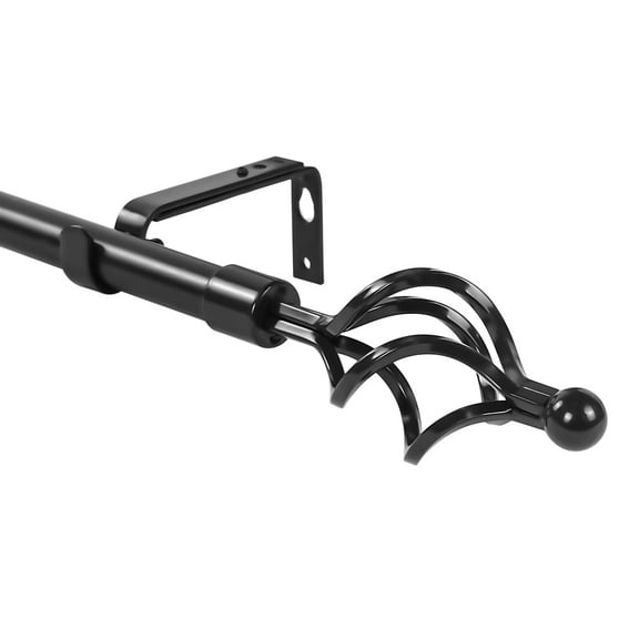 Urbanest Forged Iron Birdcage Curtain 3/4" Rod, Black, 28"-48"