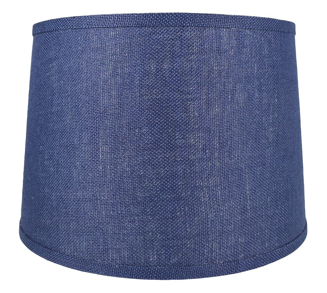 Urbanest French Drum Burlap Lampshade, 14-inch by 16-inch by 11-inch, Navy Blue
