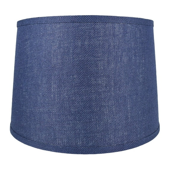 Urbanest French Drum Burlap Lampshade, 14-inch by 16-inch by 11-inch, Navy Blue