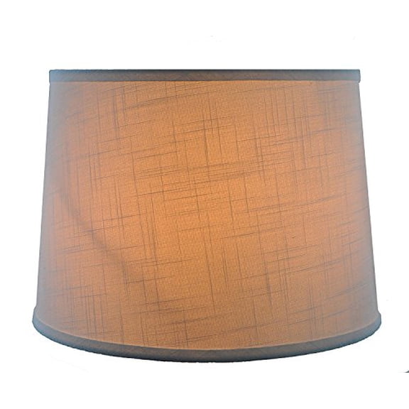 Urbanest French Drum Lampshade, Linen, 14-inch by 16-inch by 11-inch, Off White, Spider-Washer Fitter