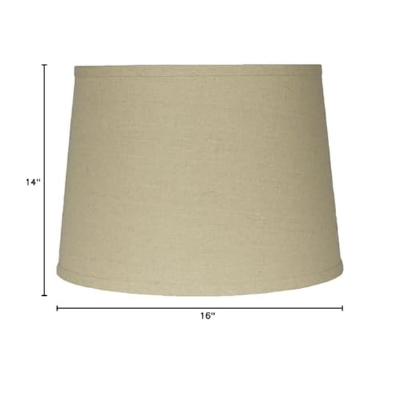 Urbanest French Drum Lampshade,Textured Flax Linen, 14-inch by 16-inch by 11-inch, Spider, Natural