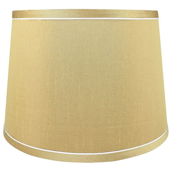 Urbanest French Drum With White Trim, 10x12x8.5" Lamp Shade, Gold Silk